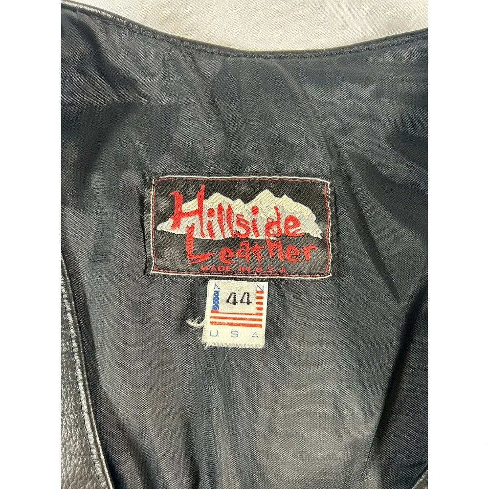 Hillside Leather Biker Vest Sz 44 Black Made In USA Motorcycle Cowboy Western